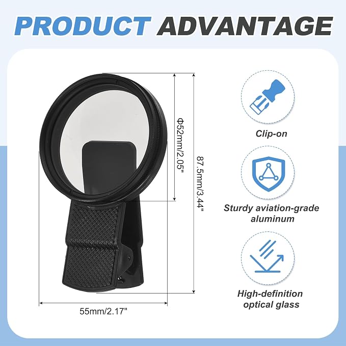 PATIKIL 52mm Phone Camera Lens, Clip-On Polarizer Filter Circular Polarizing Lens for Most Smart Phones and DSLR Cameras, Black - Image 2