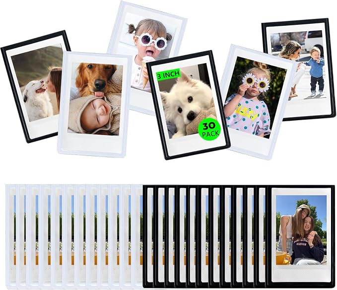 Mini Magnetic Picture Frame for Fujifilm Instax Mini Instant Camera | Fits Mini 13/12/11/41/SE/EVO Camera 2.15"x3.4" Films, Mini Magnet Picture Frames for Fridge, Home, School, Colorful, 30 Pack by wogozan