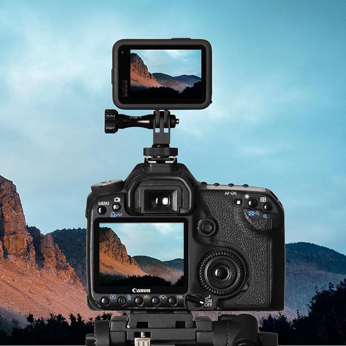HSU Aluminum Cold Shoe Mount Adapter, 1/4”-20 Screw Hole Tripod Mount | for GoPro Hero 13/12/11/10/9/8/7/6, DJI Osmo Action AKASO, Applicable for Tripod Selfie Stick Monopod and DSLR Camera Flash - Image 5