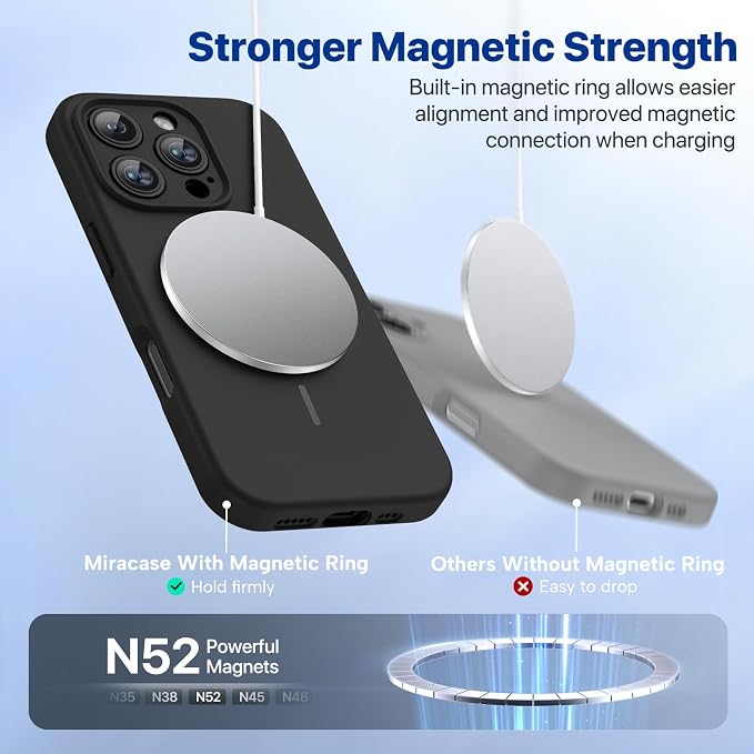miracase Magnetic for iPhone 16 Pro Max Case, [Soft Anti-Scratch Microfiber Lining], Compatible with MagSafe, Liquid Silicone Case Shockproof Drop Protection Phone Case for 16 ProMax,Black | Compatible with MagSafe, Soft Microfiber Lining, Premium Sili... - Image 4
