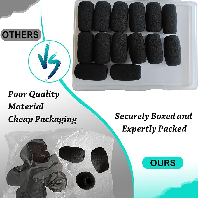 14-Pack Lavalier Microphone Foam Covers – 1.4" Windshields for Wireless Lapel Mics – Noise-Reducing Windscreens for Interviews, Podcasting, Vlogging, Video Recording - Image 2