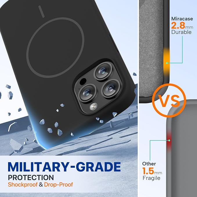 Miracase Silicone & Magnetic for iPhone 12 Pro Max Case, Black Magnetic | Compatible with MagSafe, Soft Microfiber Lining, Premium Silicone Case Shockproof Drop Protection Phone Case for 12 Pro Max - Image 3