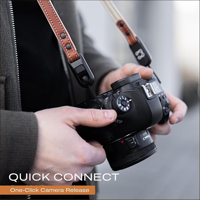 Slim Leather Camera Strap with Quick Release, Neck, Shoulder Strap - Image 2