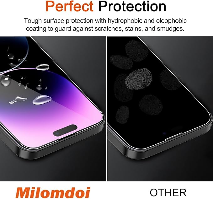 Milomdoi Screen Protector for Apple iPhone 14 Pro Max, Tempered Glass | 3+3 Pack, 9H+ Hardness, Camera Lens Protector, Military Grade Shatterproof, Easy Installation, No Bubbles, Case Friendly - Image 5