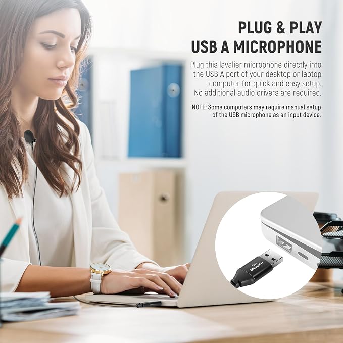 NEEWER LM1 USB A Lapel Microphone Mini Omnidirectional Clip On Lavalier Mic | Plug & Play, 2m Cable, for USB 2.0 Mac Windows PC Laptop Computer YouTube Skype, Podcast, Gaming, Vlog, Video Conferencing - Image 2