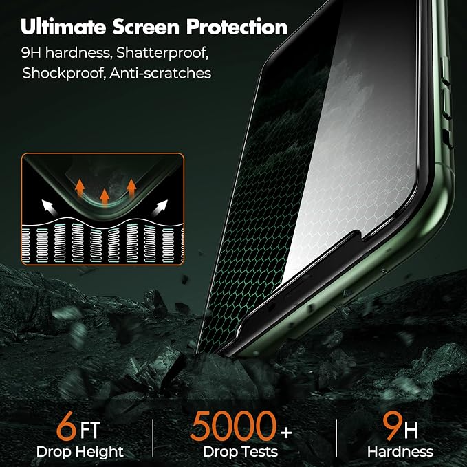 UNBREAKcable Privacy Screen Protector for iPhone 11 Pro Max/XS Max, 2-Pack | True 28° Anti-Spy, Shatterproof Tempered Glass, 9H Hardness, Easy Install, Bubble-Free, Anti-Scratch, Case Friendly - Image 7