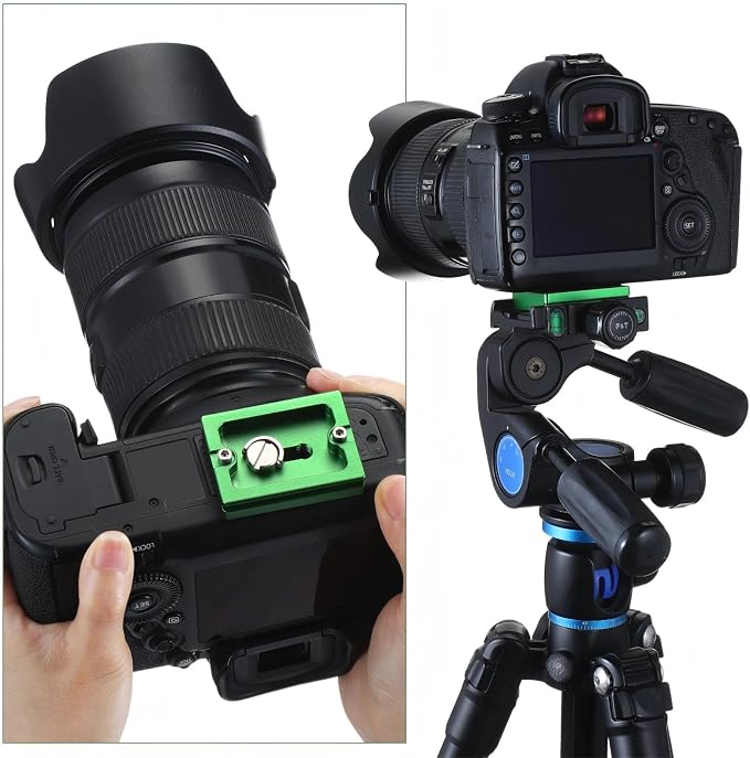 Frienda Quick Release Plate Tripod 1/4-20 DSLR,Pu50,Green | Tripod Mount Plate, Camera Tripod Mount for DSLR Camera Tripod Ball Head , Metal, 1.9 x 1.5 x 0.4 Inch - Image 7