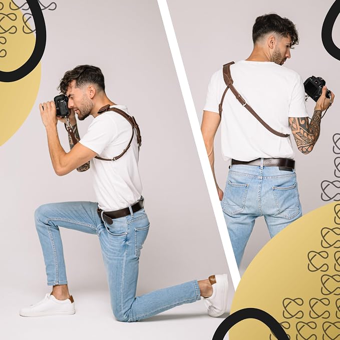 Leather Camera Strap Crossbody for DSLR, Mirrorless – Secure Dual Mount, Quick Release for Professional Photography - Image 6
