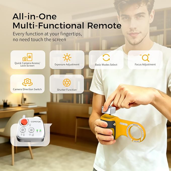 Upgraded Mag-Safe Magnetic Camera Handle Grip with Extended Magnetic Phone Mount with Carabiner & Thumb Rest, Detachable Rechargeable Shutter Remote Compatible with iPhone Pro Max for Video Calls/TK - Image 8