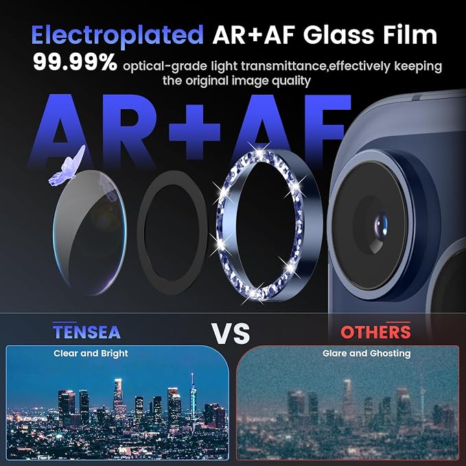 Tensea Camera Lens Protector Compatible for iPhone 17 Pro Max/17 Pro/15 Pro Max/15 Pro/16 Pro Max/16 Pro/14 Pro Max/14 Pro, Metal Tempered Glass Cover Camera Screen Protector Accessories,Case Friendly - Image 3