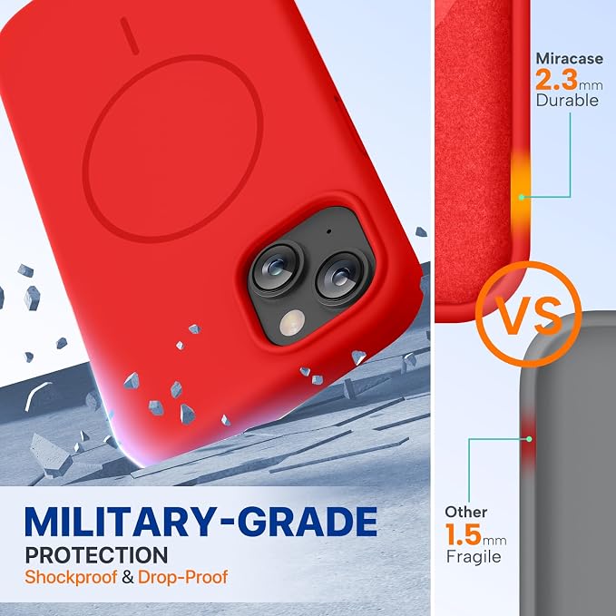 Miracase Silicone & Magnetic for iPhone 13 Case, Red | Compatible with MagSafe, Soft Microfiber Lining, Premium Silicone Cover Shockproof Drop Protection Phone Case for 13 - Image 2