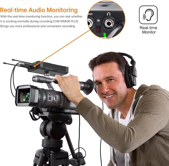 COMICA CVM-WM100PLUS UHF Wireless Lavalier Microphone for Camera Smartphone | 48 UHF Selectable Channel, Noise Cancellation, 160ft Stable Range, Dual Lapel Mic for YouTube TikTok Vlog Interview Stream - Image 4