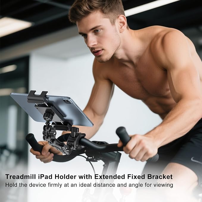 PLDHPRO Tablet Mic Music Holder for iPad Clamp Mount Stand, Microphone Tripod Treadmill Stroller Spin Bike Exercise Handlebar Accessories Compatible iPhone iPad Galaxy Tab 5.5-14.6'' Phones Tablets - Image 6