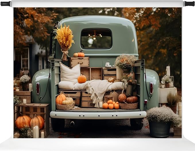 Kate Fall Backdrop Thanksgiving Photo Backdrop Truck Pumpkins Backdrop for Photography,7x5 - Image 2