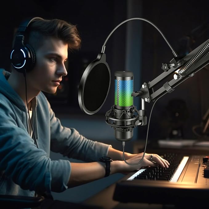 Professional Microphone Pop Filter Mask Shield For Blue Yeti and Any Other Microphone,Mic Dual Layered Wind Pop Screen With Flexible 360° Gooseneck Clip Stabilizing Arm - Image 8