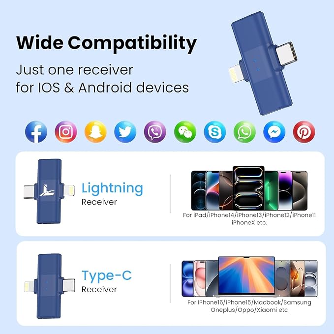 Wireless Lavalier Microphone for iPhone, Noise Cancelling | Crystal clear audio with noise reduction, plug and play with Lightning connector, perfect for TikTok and vlog - Image 3