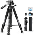 75" Camera Tripod Stand, Heavy Duty with Remote for DSLR iPad iPhone | Aluminum Tripod 20% taller, Foldable 2.9lb, Remote & Carry Bag, 15lb Load, for Sony Canon Nikon Phone Tablet Spotting Scope by ZIKZOK