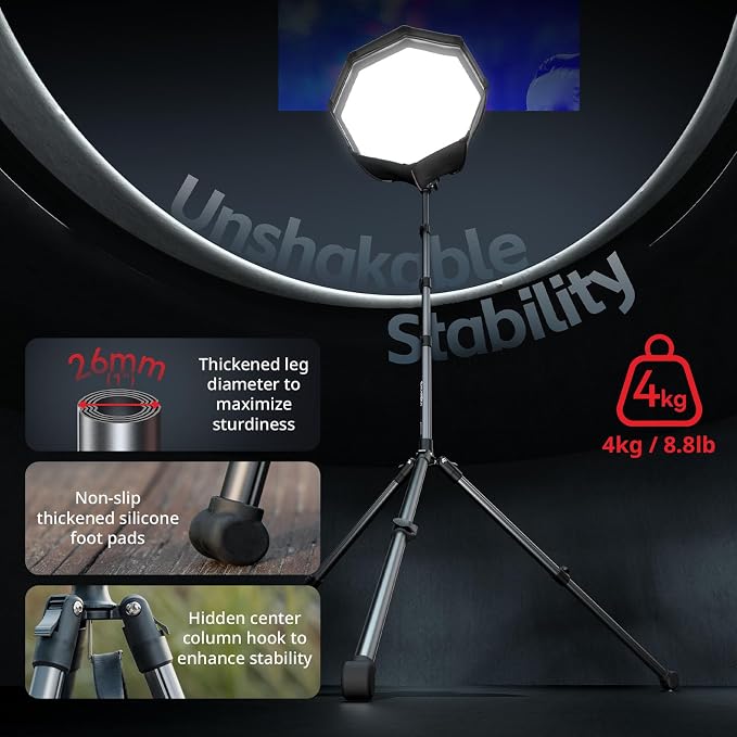 SMALLRIG 74.8"/ 6.23 ft Light Stand Photography, Compact Lighting Tripod | Portable Stand for Softbox, Flash, Ring Light, LED Video Lights, COB Light, Max Load 8.8lbs - 5475 - Image 6