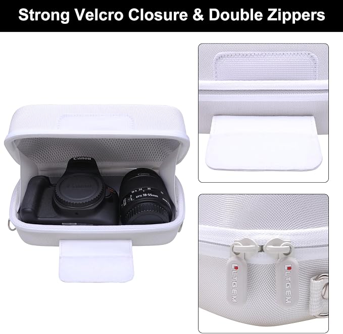 Case for Canon EOS Rebel T7/R50/R100 DSLR SLR Camera and 18-55mm Len White | Hard Carrying Travel Case for Canon EOS Rebel T7/R50/R100/R50 V/T6/R8/R10/RP/SL3/R5/T100 DSLR SLR Camera and 18-55mm Len - Image 6