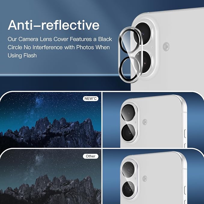 NEW'C 3x Privacy for iPhone 16 Screen Protector (6.1 inches)+ 3x Camera Lens Protector, Sensor Protection, Case Friendly Tempered Glass Film + Dust Plug - Easy installation tool included - Image 5