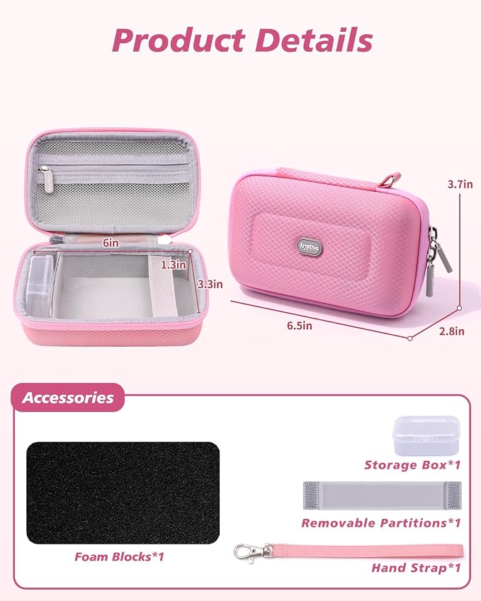 Krypthos Camera Case for Canon G7 X Mark III with SD Card Storage (Pink) | Compatible with Kodak Pixpro FZ45, Canon G7X Mark III，CAMKORY DC403, Travel Small Cameras, Protective, Durable, Easy to Carry - Image 4