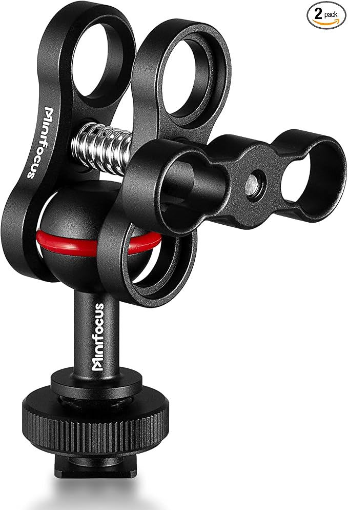 MINIFOCUS 1'' Ball Clamp Mount with Cold Shoe Ball Mount Head Base Adapter Connector for Diving Light Arm Underwater Camera Waterproof Housings Case Video/Flash/Strobe Hot Shoes by MINIFOCUS