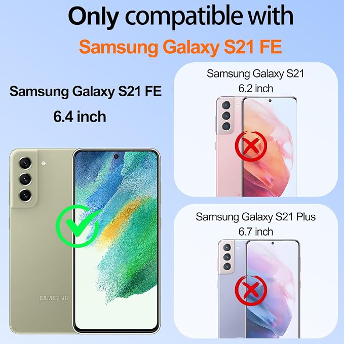 Gritup for Samsung Galaxy S21 FE 5G Case with 2PCS Screen Protector, Build in 360° Rotating Ring Kickstand, Military Grade Protective Case for S21 FE Phone, Red - Image 2