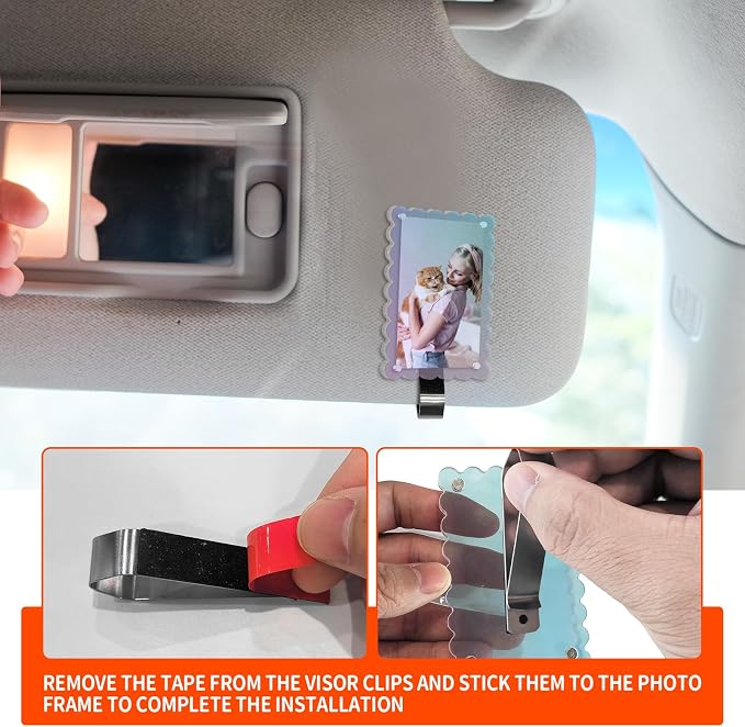 Car Sun Visor Photo Holder Clip, Magnetic Acrylic Visor Frame for Personal Photo Display, Car Interior Decor Accessoies (Color Wave, 2.4 x 3.5) - Image 7