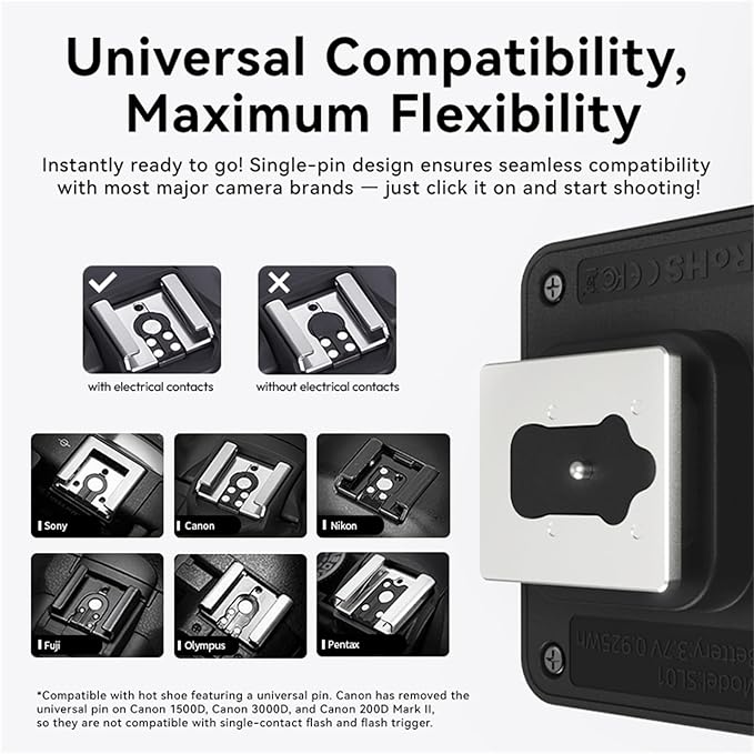 ULANZI SL03 Camera Mini Flash, Speedlite Video Light GN8 6500K for DSLR | For Sony/Canon/Fuji/Nikon, CRI 97, with Single-contact Universal Hot Shoe Mount, 90° Angle Adjustable, Typ-c Rechargeable - Image 2
