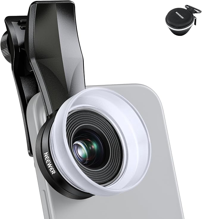 NEEWER 10X Macro Lens with 17mm Thread Clip and Detachable Diffuser Hood, Also for 17mm Threaded Phone Cage/Case/Clamp/Backplate, LS-28 PRO by Neewer