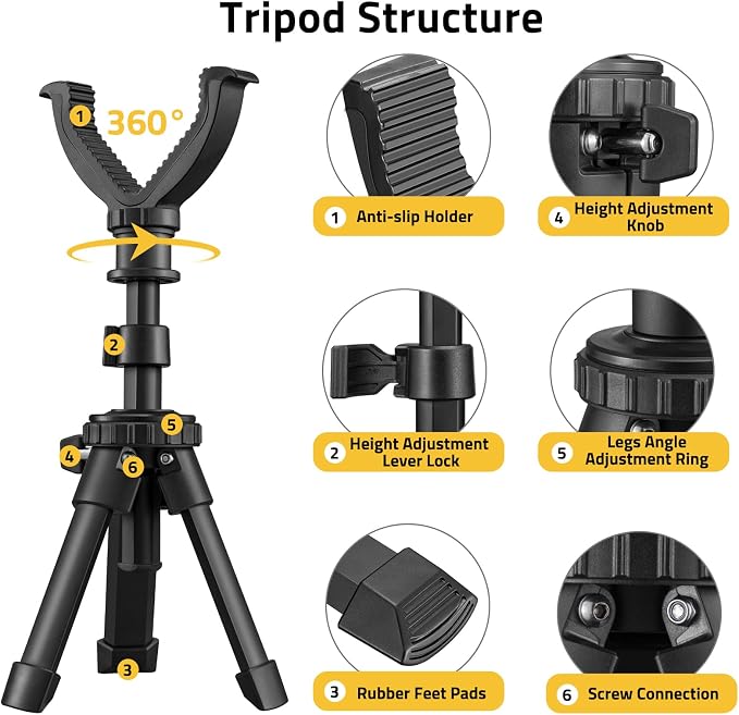 CVLIFE Shooting Rest Tripod 360 Degree Rotation V Yoke Stand | Rifle Rest for Target Shooting Adjustable Height Shooting Tripod Hunting and Outdoor Activities - Image 2