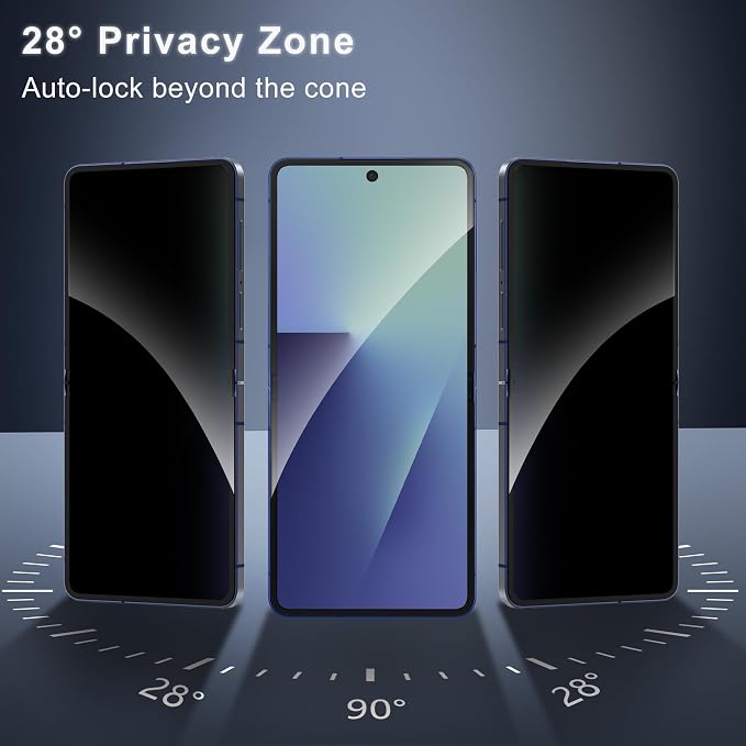 4 Pack for Samsung Galaxy Z Flip 7 Privacy Screen Protector, 2 Pac Inside Anti-Spy Soft Film + 2 Pac Front Anti-Spy Glass, Case Friendly, Privacy Screen Protector for Galaxy Z Flip 7 5G - Image 3