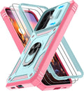 Gritup for Galaxy A57 5G Phone Case: Samsung A57 5G Case with 2*Screen Protector, Magnetic Stand & Slide Camera Cover, Shock Proof Military-Grade para Galaxy A 57 Phone Cover, Green+Pink by Gritup