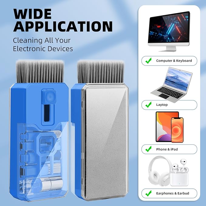 Keyboard Cleaner & Laptop Cleaning Kit, All-in-1 for Computer PC, SkyBlue | Electronics Deep Cleaning Reusable Brush Tool, Screen-Safe Spray, for iPhone iPad Macbook Airpod Camera, Gaming Accessories - Image 5