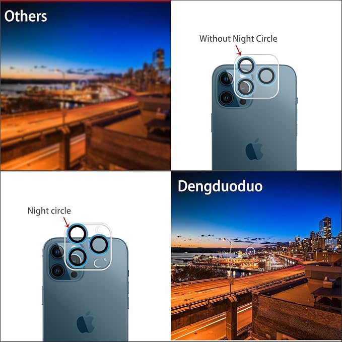 Dengduoduo 3 Pack Tempered Glass Camera Lens Protector for iPhone 12 Pro Max 6.7", Ultra HD, 9H Hardness, Anti-Scratch, Case Friendly, Easy to Install [No Affect on Night Shots] - Image 5