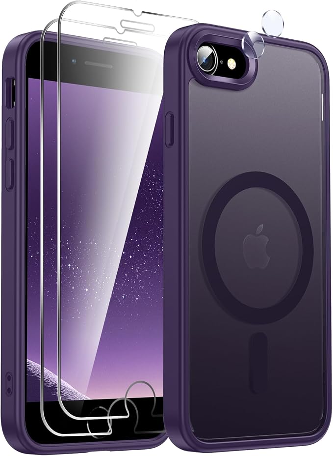 LeYi for iPhone SE-Case Purple: iPhone-8 Phone Cases with [Screen Protector X2+ Camera CoverX2] iPhone 7 Case Girls Kids for Magsafe Magnetic SE3 3rd Generation SE2 2nd iPhone8 iPhone7, Deep Purple - Image 7