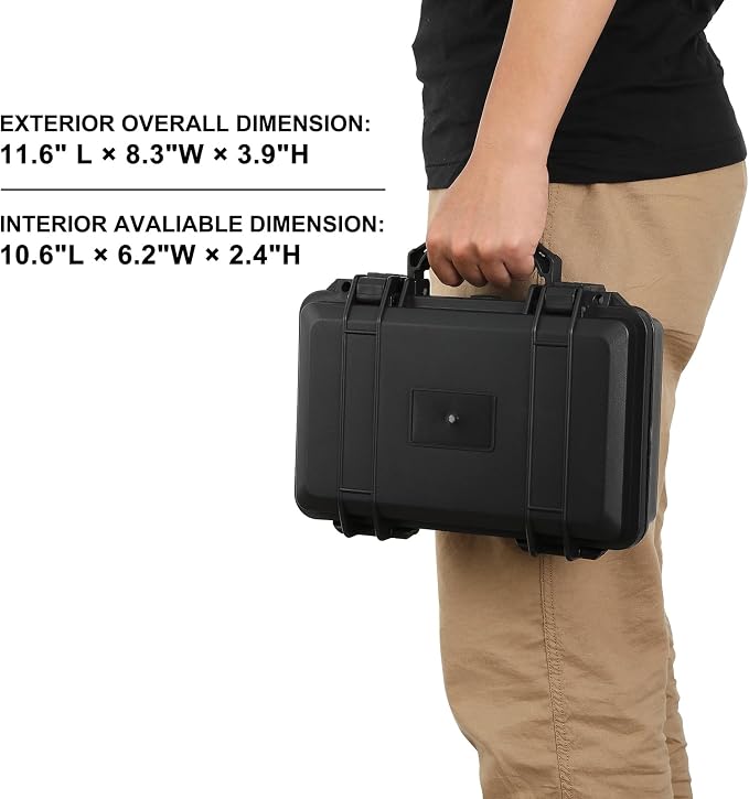 Mayouko Portable Tool Box with Shock- Proof Sponge, Water Proof Grade IP67, Waterproof Hard Case with Foam Insert, Shockproof Carrying Case, Explosion Proof Box, 11.6"L×8.3"W×3.9"H - Image 5