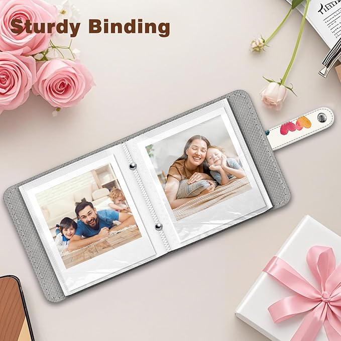Fintie Small Photo Album Book for 3.5x4.25" Polaroid Films - 52 Pockets | For Polaoird I-Type/600/Sx-70 Films, Fujifilm Instax Wide Pictures Albums Book, Boys & Girls Memory Keepsakes, Raining Heart - Image 3