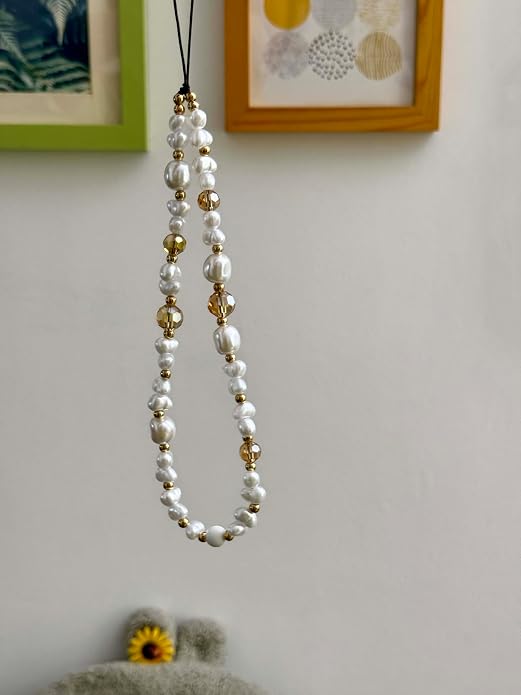 Beaded Phone Charm Lanyard Strap Girly Style Fixed Beads Pearl Lanyards - Image 6