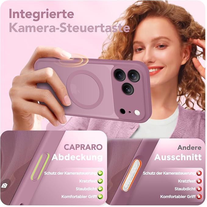 CAPRARO for iPhone 17 Pro Max Case, Compatible with MagSafe | Upgraded [Full Camera Protection] Protective Translucent Matte Women Girl Magnetic Phone Case Cover, Blackcurrant - Image 5