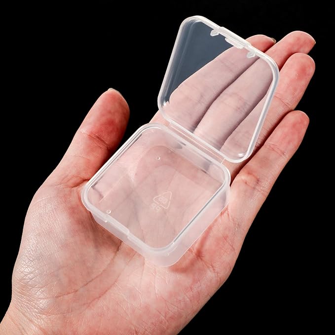 SATINIOR 12 PacK Clear Plastic Beads Storage Containers Box with Hinged Lid for Beads and More (1.7x1.7x0.79 Inch) - Image 3