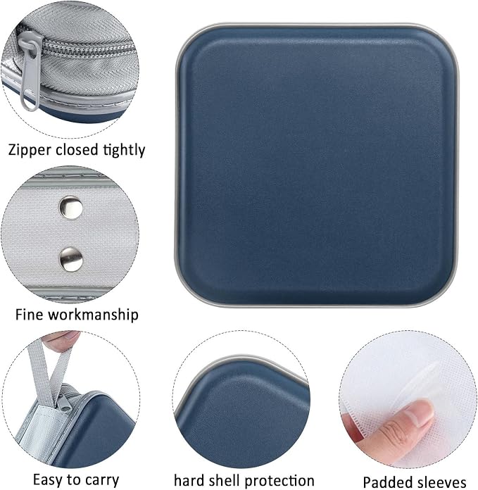 Siveit CD/DVD Cases 40 Capacity Disc Storage Binder for Car(Dark Blue) | Holders Wallet Hard Plastic CD/DVD Case for Car Home Office Travel - Image 2