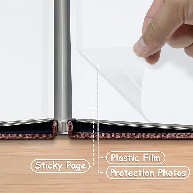 Large Photo Album Self Adhesive Scrapbook Album for 4×6 5×7 8×10 Pictures DIY Magnetic Linen Cover Album 40 Pages for Family Wedding Gifts with Metal Pen and Plastic Board - Image 4