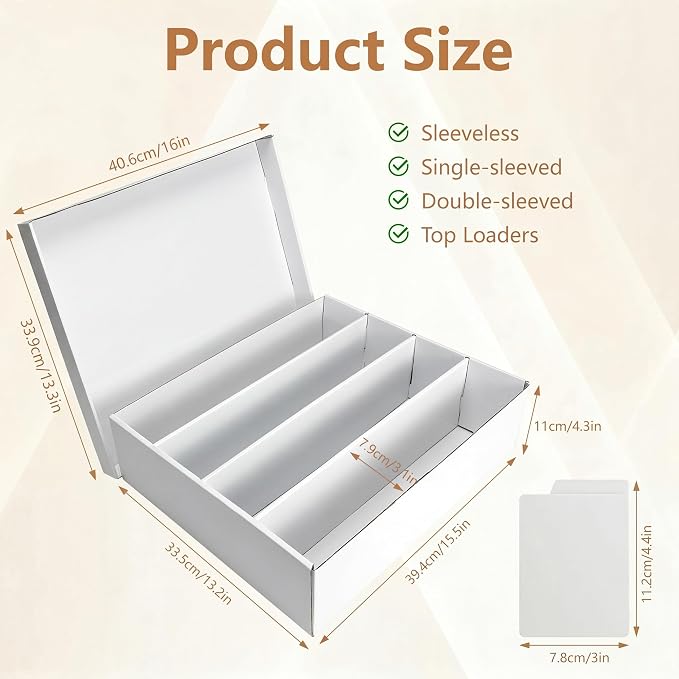 RLAVBL 1 Pack 3600 Count Trading Card Storage Box, Card Boxes 4 Row | Cardboard, 16 Dividers, for Sports, MTG, TCG, Toploader - Image 2