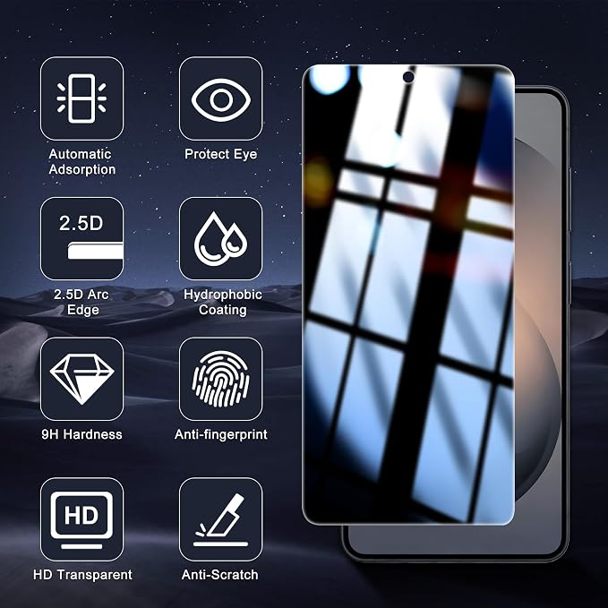 2+2 Pack for Samsung Galaxy S26 Plus / S26+ Privacy Screen Protector | Ultrasonic Fingerprint Unlocking, Easy installation, Anti Spy, 9H Hardness Glass, Camera Lens Protector - Image 9