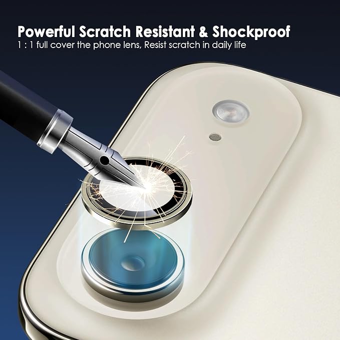 TENOC Camera Lens Protector for iPhone Air, 9H Tempered Glass Camera Screen Cover, Gold Metal Individual Ring - Image 2