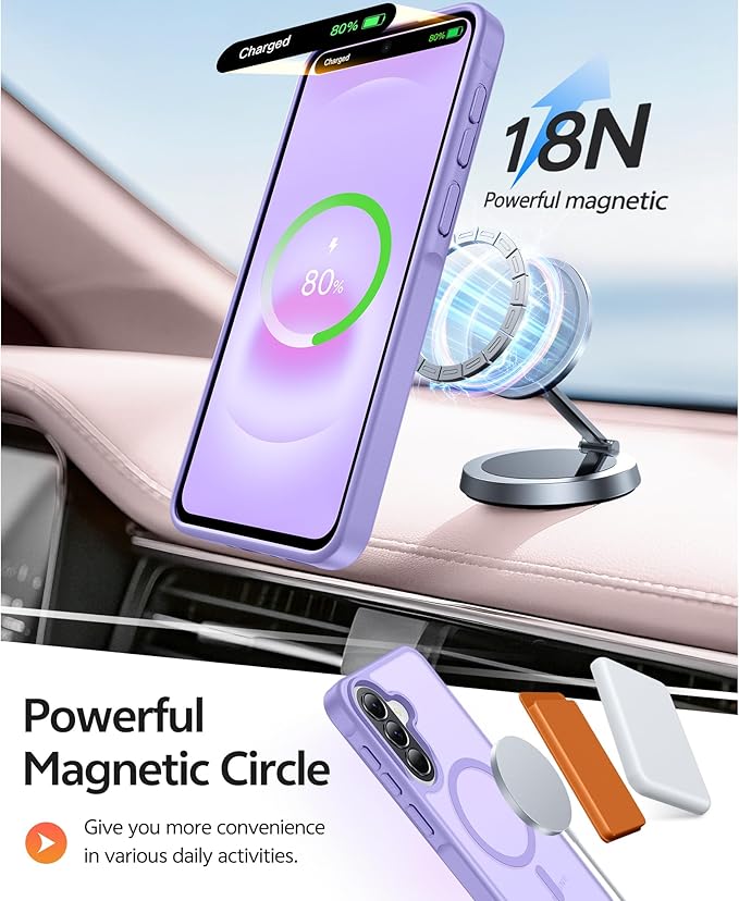 FNTCASE for Galaxy A37/A36 5G Phone Case, Fit for Magsafe, Screen Protector | Translucent Matte Magnetic Back, 14FT Military Grade Drop Protection, Shockproof Protective, for Samsung A37 Cover - Image 3