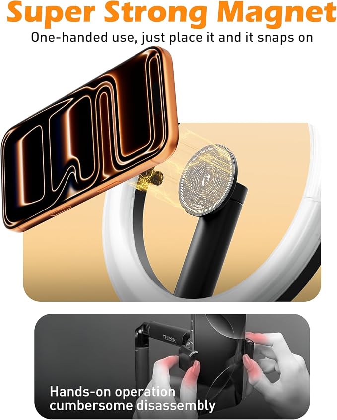 CloudValley Magnetic Overhead Phone Mount with 10" Ring Light, 5000mAh Desktop Tripod with Battery Display, Foldable LED Selfie Light with iPhone Stand for Video Recording Cooking, Live Streaming - Image 3