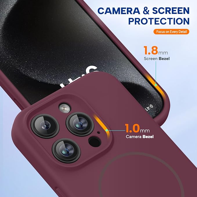 Miracase Magnetic for iPhone 15 Pro Case, Silicone, Soft Microfiber Lining - Image 4