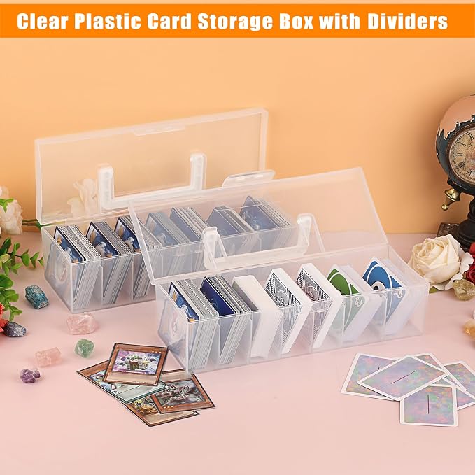OwnMy 2PCS Plastic Trading Card Storage Boxes Baseball Card Storage Boxes | Portable Baseball Card Organizer Boxes for Football Sports MTG TCG Cards, Clear Trading Card Storage Cases with Dividers - Image 3